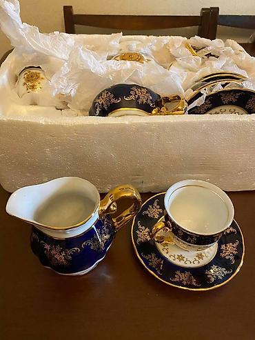 desler: Раритетный кофейный сервиз ZWIEBELMUSTER (Czech Republic) — фарфор с — 4