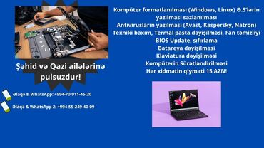 notebook çantaları bakı: Elmar Repair Collections Kompüter xidmətləri Hər bir xidmət haqqı: 15