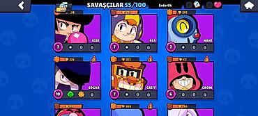 Digər kolleksiyalar: Brawl Stars oyun hesabı - Kupa yolu: 9565 - Toplanan savaşçılar — 8