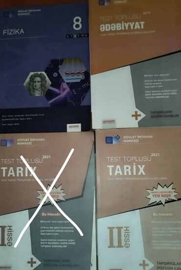 tarix testleri: Ədəbiyyat toplusu 
tarix toplusu
fizika test kitabı