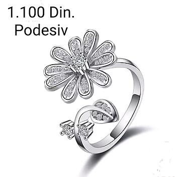 pandora second hand: Elegantni posrebreni podesivi prsten od hirurskog čelika sa žigom — 1