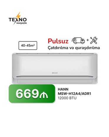 Kondisionerlər: Kondisioner 40-45 kv. m, Split sistem, Kredit yoxdur, Pulsuz quraşdırılma