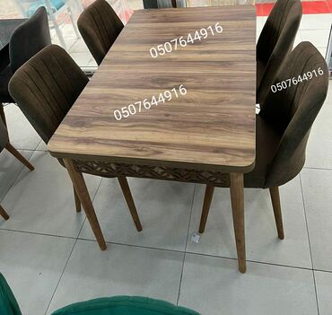 Masa və oturacaq dəstləri: Mətbəx üçün, Yeni, Açılan, Dördbucaq masa, 6 stul — 7