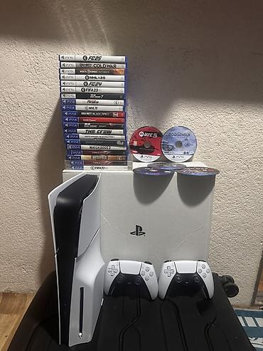 Sony PlayStation: Sony ps 5 slim 1tb + 600 игр +ufc 6 два джойстика. Новое состояние — 1