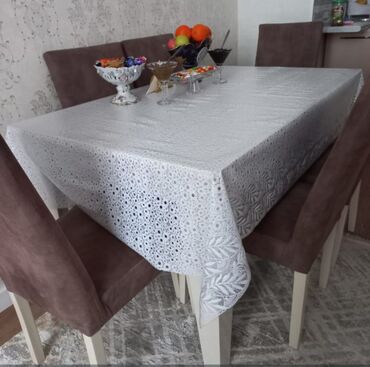 Stullar: Qonaq otağı üçün, İşlənmiş, Açılan, Kvadrat masa, 6 stul