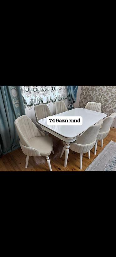 embawood stullar: Qonaq otağı üçün, Yeni, Açılmayan, Dördbucaq masa, 6 stul — 1