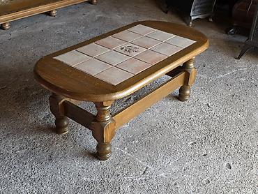 Stilski klub stolovi: Drveni klub sto sa keramičkim pločicama - Materijal: masivno drvo — 6