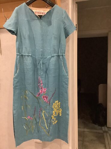 рассрочка одежда бишкек: Платье 48 р-р Белорусский лен 100% г. Бишкек. На фото светлее чем