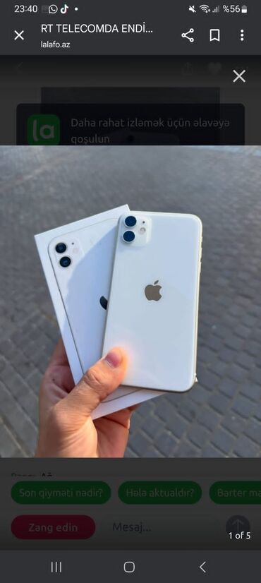 akkumlyator qiymeti: IPhone 11, 128 GB, Ağ, Zəmanət, Sənədlərlə