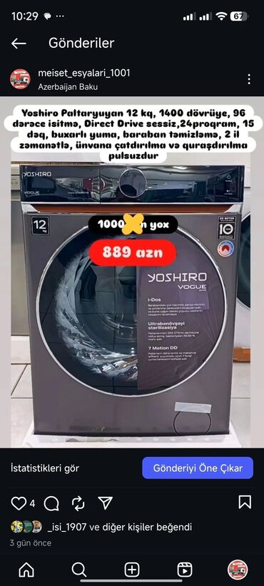 Paltaryuyan maşınlar: Paltaryuyan Anbardan satiş.Qimətlər aşagida qeyd olunub.Ünvana — 22