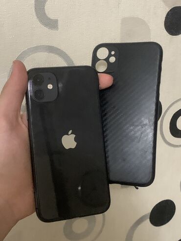 эски телефон: IPhone 11, Колдонулган, 64 ГБ, Кара, Коргоочу айнек, Каптама, 100 %