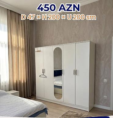 yatag: Ağ rəngli yataq otağı dolabı Ölçülər: - Dərinlik: 47 sm - Hündürlük — 1