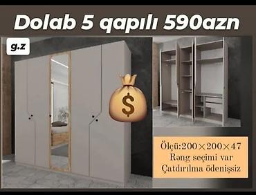 Yeni, 5 qapı, Güzgülü, Açılan, Düz dolab