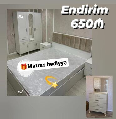 tek adamliq yataq: İkinəfərlik çarpayı, Termo, Dolab, 2 tumba, Azərbaycan, Yeni