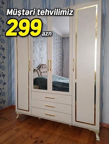 Dolablar: Geniş həcmli yataq otağı dolabı - Rəng: krem-ağ tonlarda, qızılı — 1