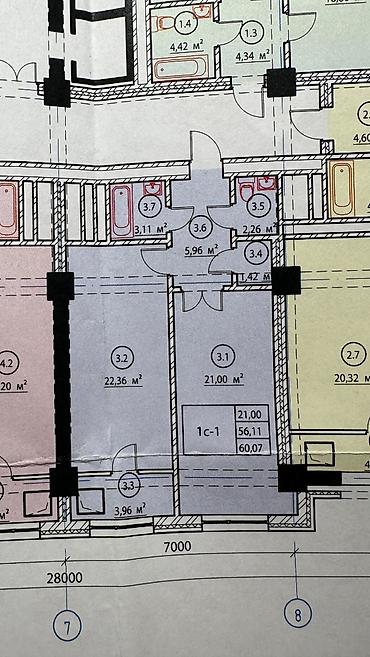 куплю квартира рассрочку: 1 комната, 60 м², 11 мкр Элитка, 13 этаж, ПСО (под самоотделку) — 2