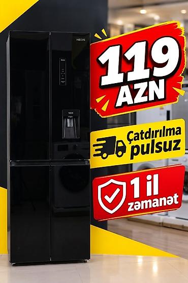 dispensor: NEOS dondurucu-soyuducu kombi, dörd qapılı, qara rəngdə şüşə/parlaq ön — 1