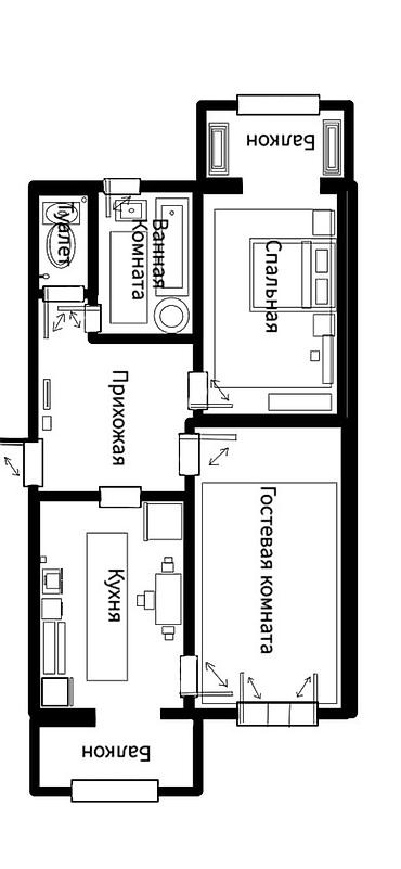 от собственника: 2 комнаты, 60 м², 105 серия, 4 этаж, Старый ремонт — 10