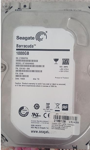 Накопитель для ПК, Б/у, Seagate, HDD, 1 ТБ, 3.5", Для ПК