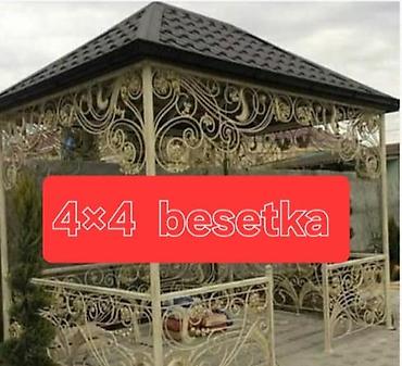 ev tipi çadır: Xidmət: Həyət üçün besedka və dam örtüyü işləri Təsvir: - 4×4 ölçüdə — 2