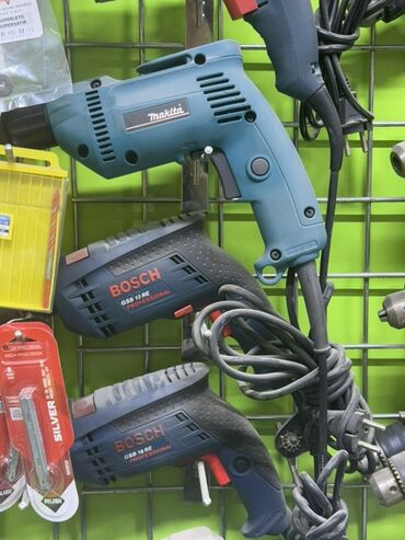 demir qapi ikinci el: Makita brendinin açıq mavi rəngli elektrikli qazması, müxtəlif işlər