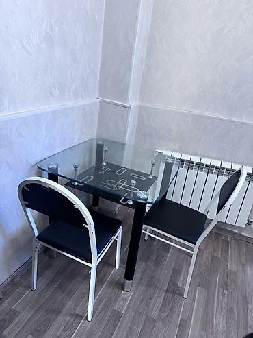 künc mətbəxi: Şüşə üstlü mətbəx masası və 2 ədəd stul dəsti - Masa: möhkəm temperli — 1
