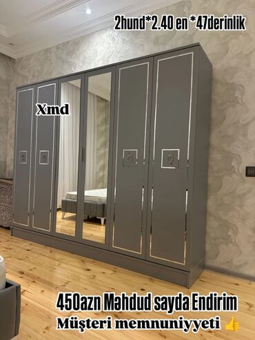 подвесные шкафы в спальню: Düz dolab, Yataq otağı üçün, Qarderob, Açılan, Korpuslu, 5 qapı