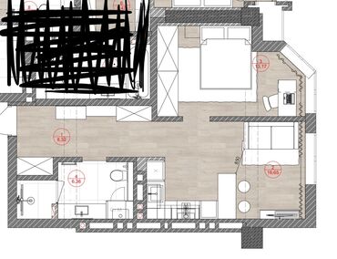 квартира на восток 5: 2 комнаты, 45 м², Элитка, 8 этаж, ПСО (под самоотделку)