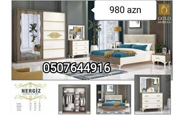Yataq otağı dəstləri: İkinəfərlik çarpayı, Dolab, Termo, 2 tumba, Azərbaycan, Yeni — 9