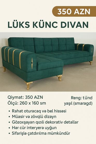 Yataq otağı dəstləri: Künc divan, Yeni, Açılan, Bazalı, Parça, Şəhərdaxili pulsuz çatdırılma