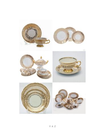 Nahar dəstləri və servizlər: Nahar dəsti, rəng - Qızılı — 19