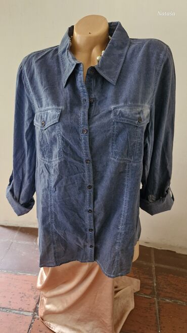 Shirts, blouses and tunics: XL (EU 42), Cotton, Single-colored, color - Light blue
