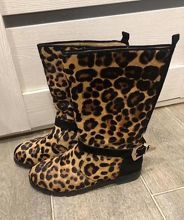 leopard 7: Женские сапоги с леопардовым принтом - Высота голенища: средняя — 1