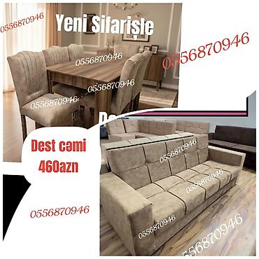 taxta stullar: Yeni sifarişlə hazırlanmış mebel dəstləri Tərkib: - Yumşaq parça ilə — 1