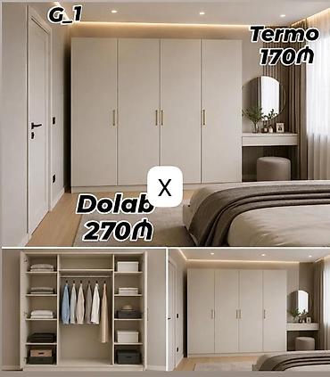 Dolablar: Yataq otağı üçün müasir qarderob və termopanelli işıqlandırma — 1