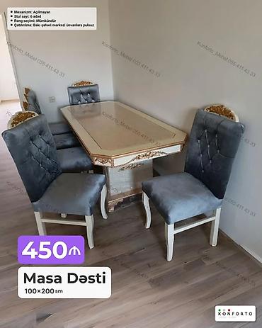 Masa dəsti – 100×200 sm - Komplekt: Masa + 6 ədəd stul - Mexanizm lalafo.az -da Masa dəsti – 100×200 sm - Komplekt: Masa + 6 ədəd stul - Mexanizm