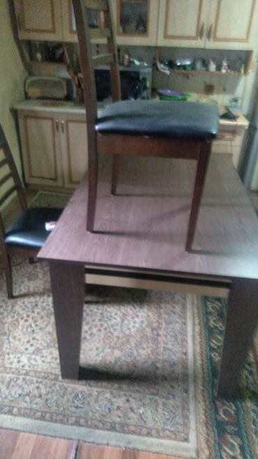 столы и стулья в баку: Б/у, Раскладной, Квадратный стол, 6 стульев