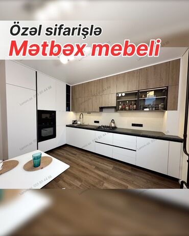 aspirator metbex: Özəl sifarişlə hazırlanmış müasir mətbəx mebeli. Xüsusiyyətlər: - L