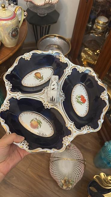 kofe qablari: Porcelain meyvə/şirniyyat qabı – 3 bölməli, tutacaqlı - Material — 2
