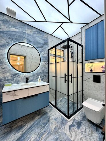 Duş kabinaları, arakəsmələr: Yeni Üstü açıq kabina, Künc üçün, Pulsuz çatdırılma — 30