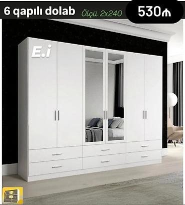 qapi ucun vinil: 6 qapılı ağ qarderob dolabı - Ölçü: 2x240 (şəkildə göstərildiyi kimi) — 1
