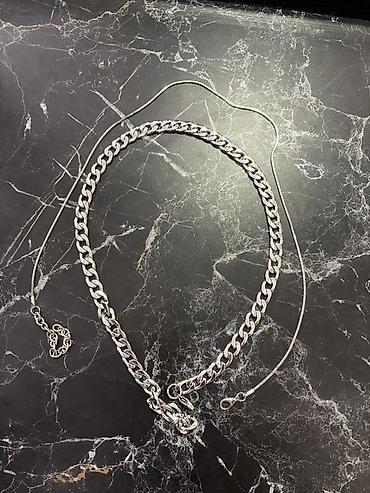 ilan sep: Gümüş rəngli iki ədəd boyunbağı dəsti - Material: metal ərintisi — 1