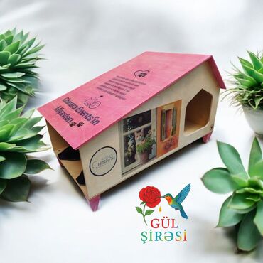 Yuvalar: Taxta pişik evi – “Burada yerim rahatdır” yazılı - Material — 6