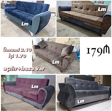 stulla: Divan-kravat, Qonaq otağı üçün, Parça, Bazalı, Açılan — 3