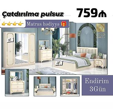 ucuz yataq: *Yataq dəsti / Yataq otağı mebeli* ✔️Rəng seçimi var *🎁Matras — 1