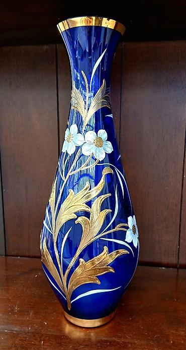 flowers: Кобальтовая ваза из богемского стекла производство Чехия, 1980 год а — 5