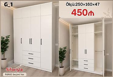 a class mebel: Model: G_1 Ağ rəngli, minimal dizaynlı böyük qarderob. Ölçü — 1
