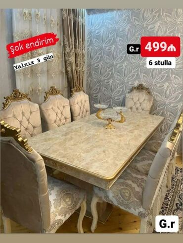 Sifarişlə masa və oturacaq dəstləri: Dördbucaq masa, Qonaq otağı üçün, Zəmanətli — 5