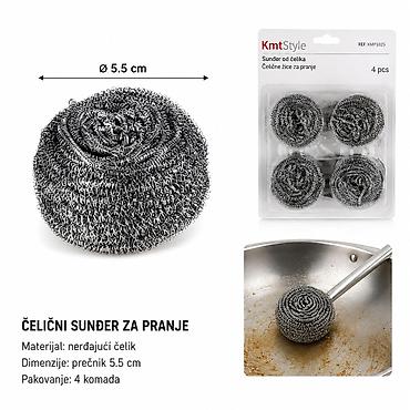 KMT Čelični sunđer za pranje – set 4 komada - Materijal: nerđajući