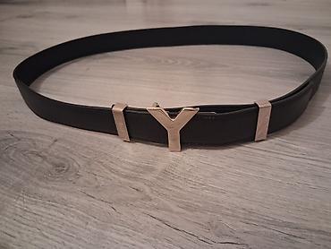 qayiş: Yves Saint Laurent kişi kəməri - Model: “Y” loqolu qızılı rəngli — 1